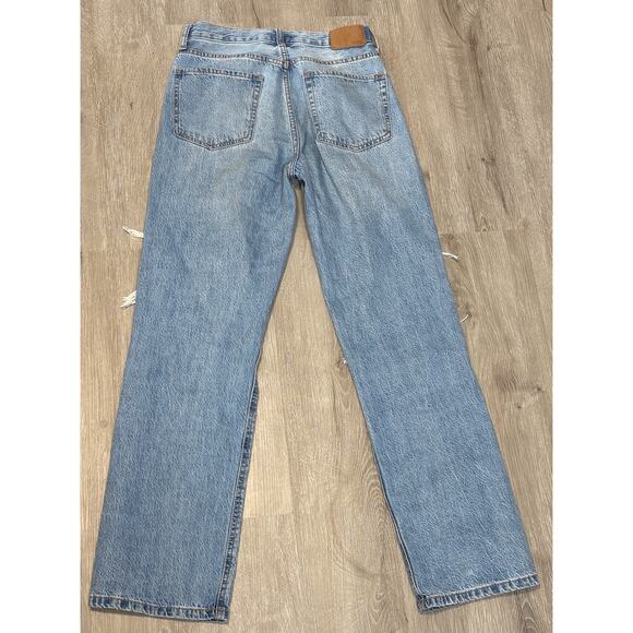 Aeropostale High Rise 90s Baggy Jeans Women’s Size 4 Blue Distressed Ripped - Picture 2 of 6